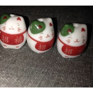 Vintage 3-Color Ceramic Cat Artist Beads